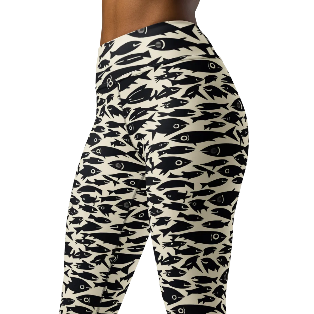 Midnight Shoal on Yoga Leggings — Left Front