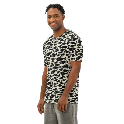 Midnight Shoal on a Men's Cotton Crew Neck T-Shirt