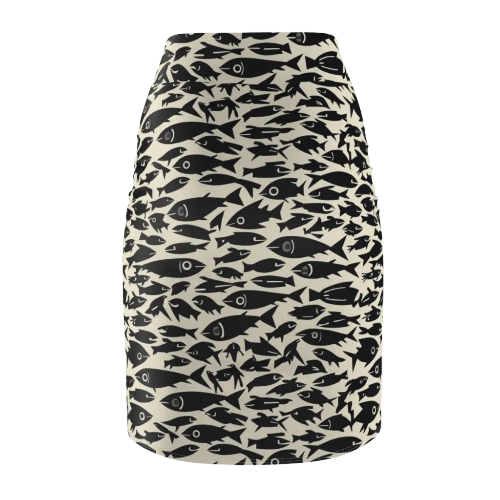 Midnight Shoal on Pencil Skirt — Back