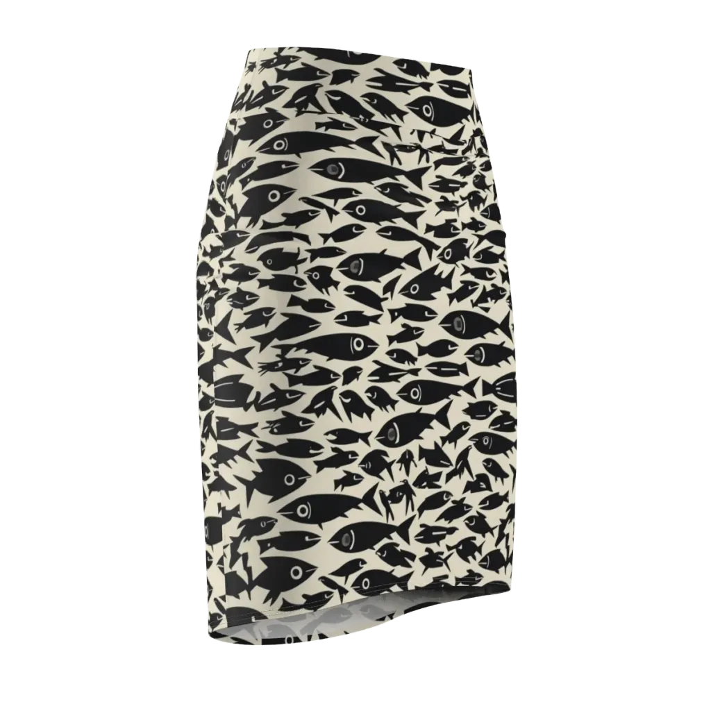 Midnight Shoal on Pencil Skirt — Front Side
