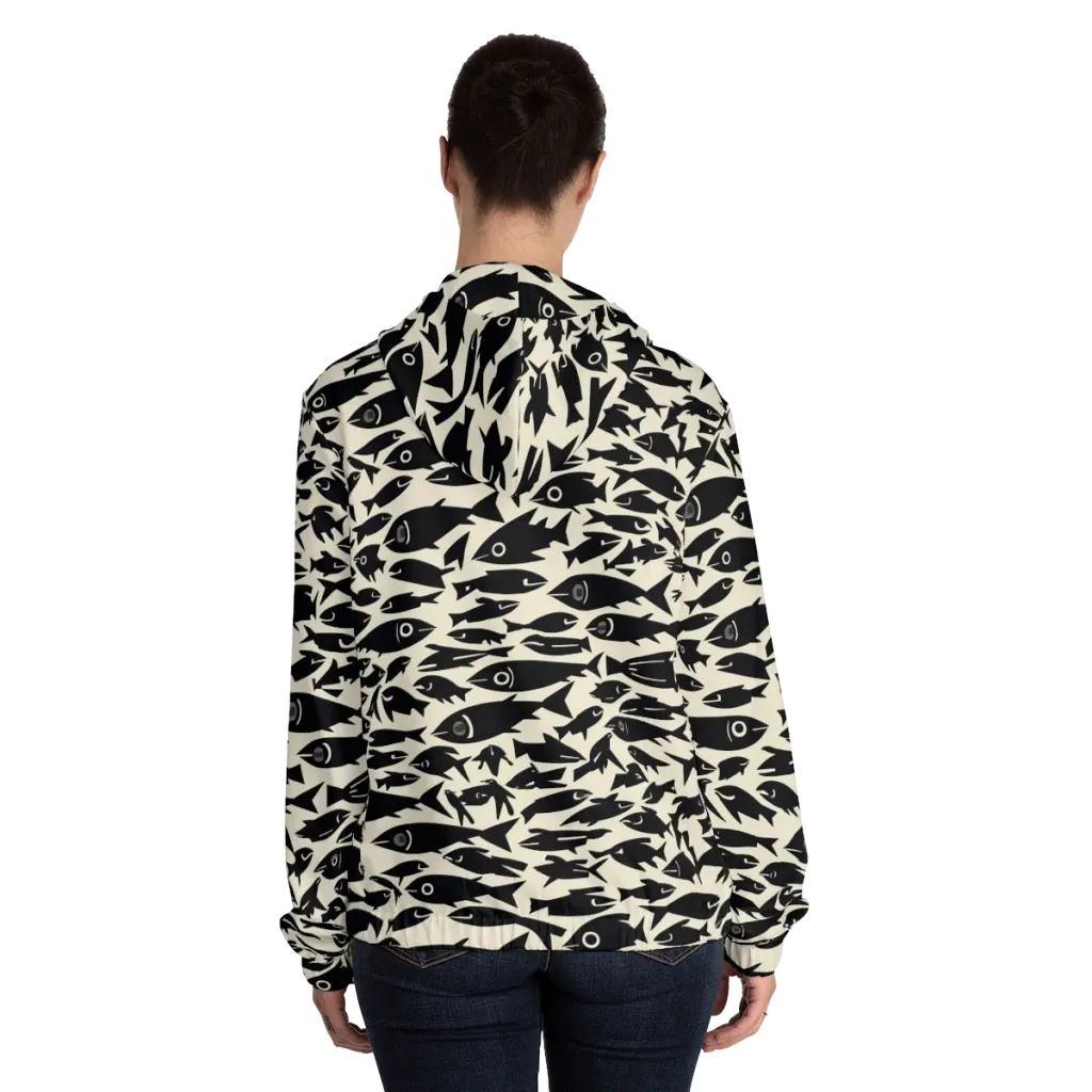 Midnight Shoal on Women's Full-Zip Hoodie — Back On Person