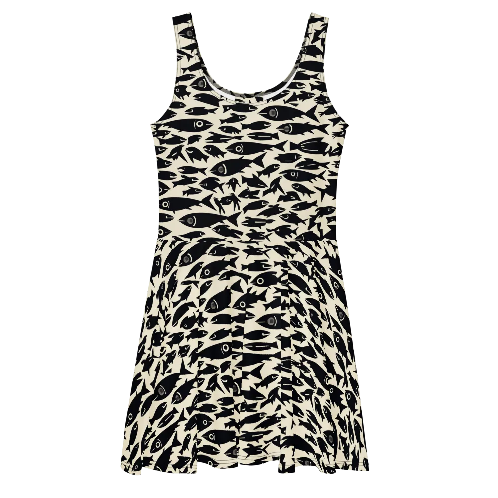 Midnight Shoal on Skater Dress — Front