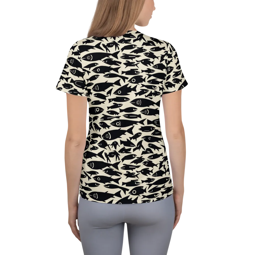 Midnight Shoal on Women's Athletic T-Shirt — Back