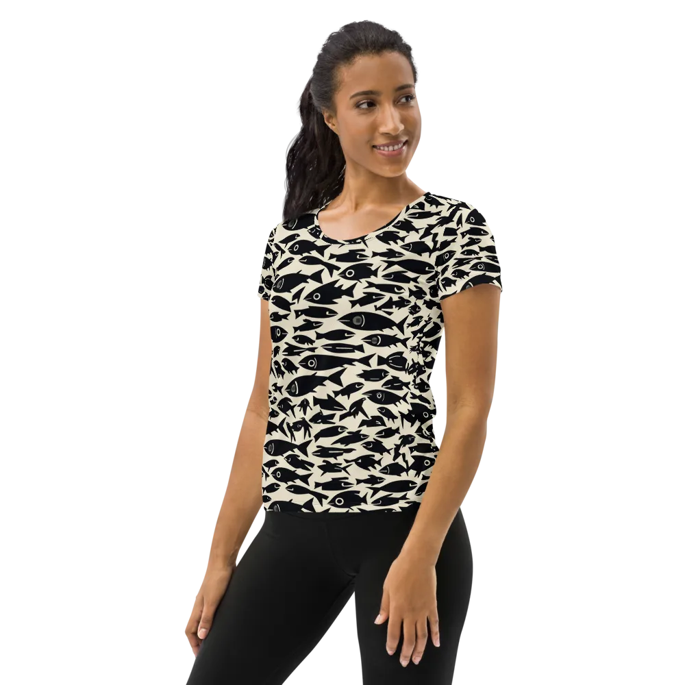 Midnight Shoal on Women's Athletic T-Shirt — Left