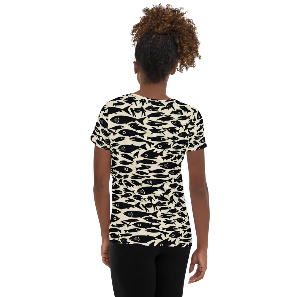 Midnight Shoal on Women's Athletic T-Shirt — Back
