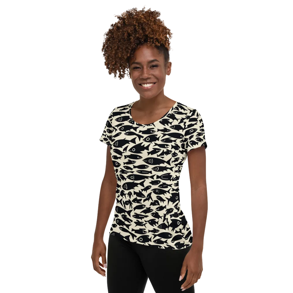 Midnight Shoal on Women's Athletic T-Shirt — Left