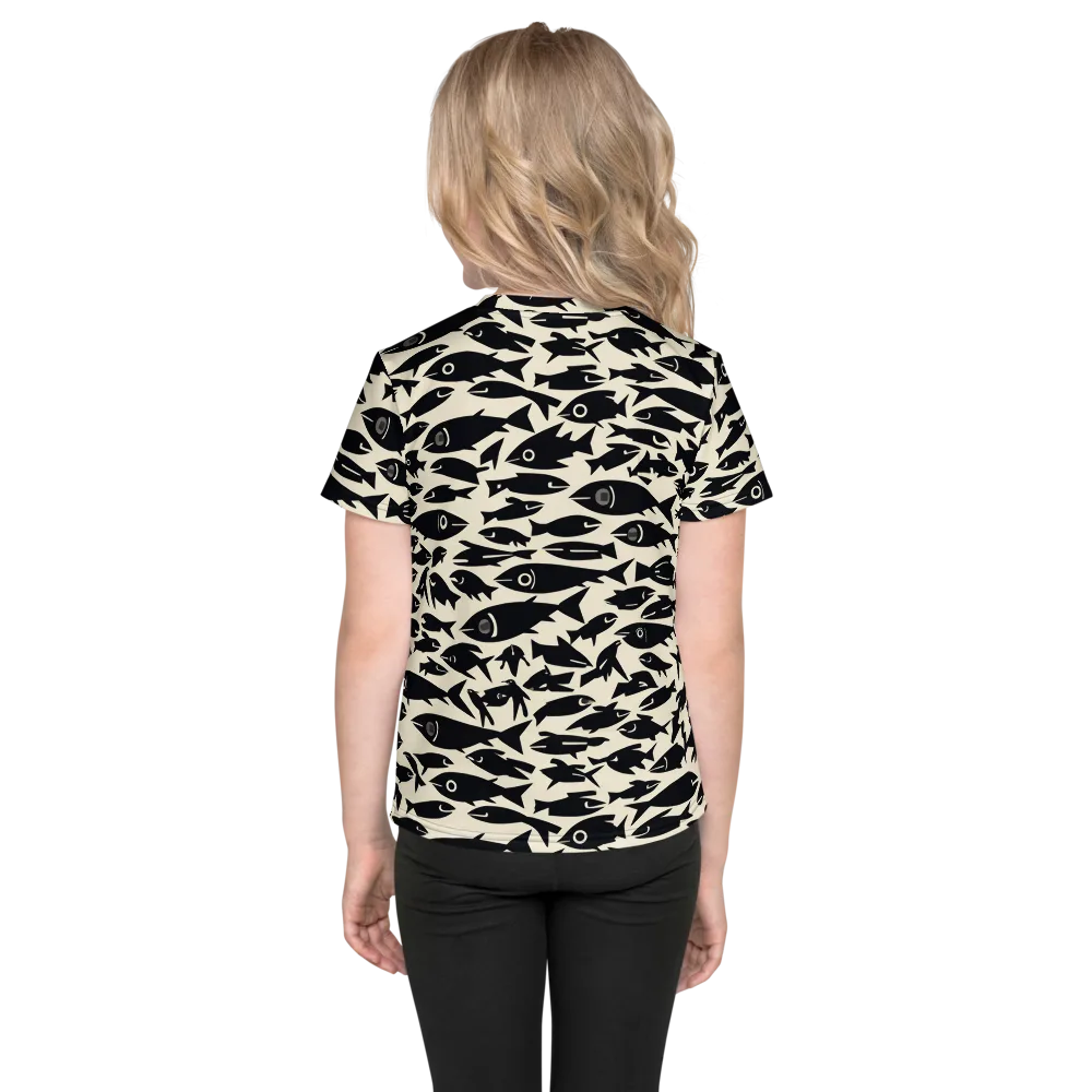 Midnight Shoal on Kids Crew Neck T-Shirt — Back