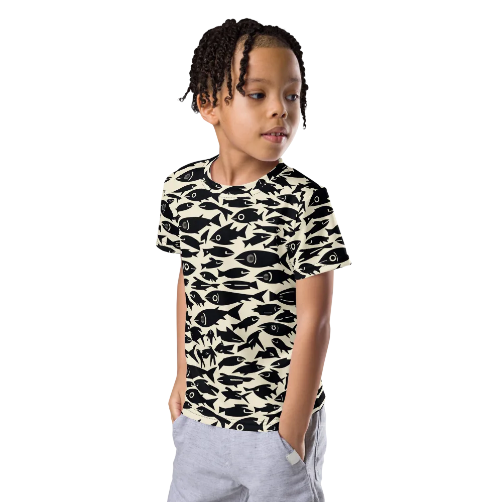 Midnight Shoal on Kids Crew Neck T-Shirt — Left Front