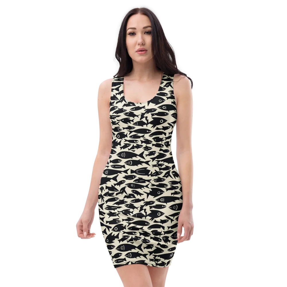 Midnight Shoal on Bodycon Dress — Front