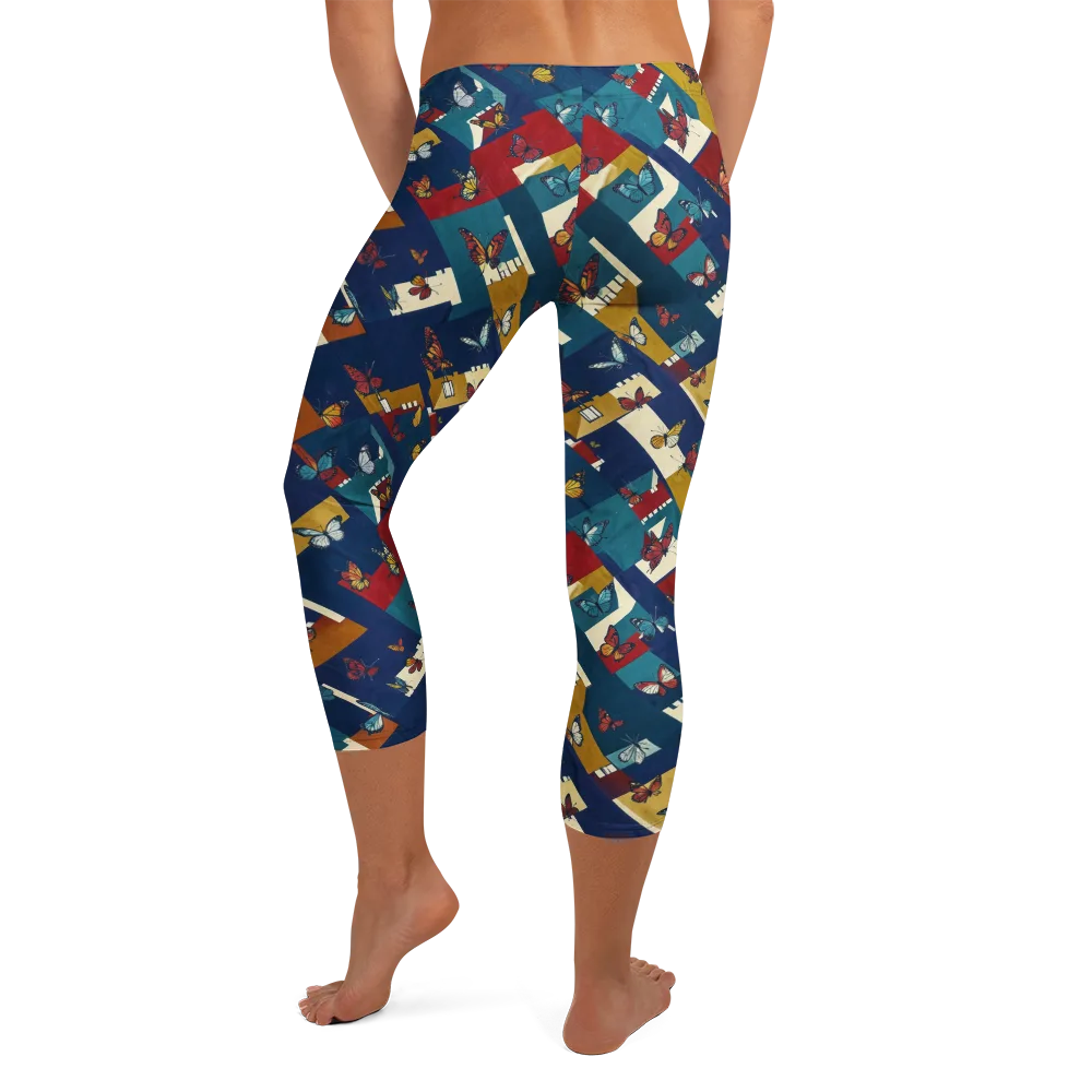 Monarch Mosaic on Capri Leggings — Back