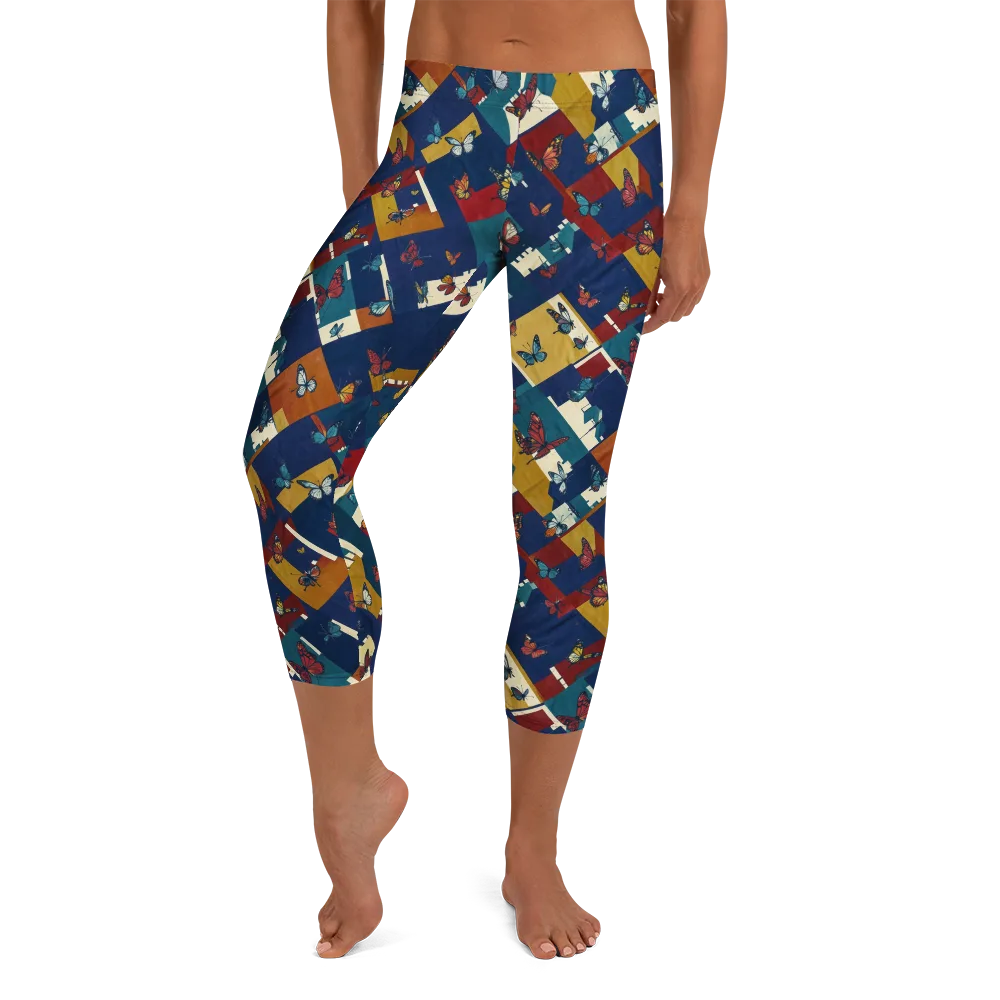 Monarch Mosaic on Capri Leggings — Front