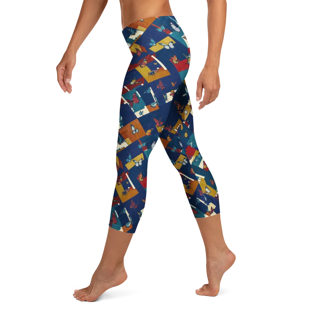 Monarch Mosaic on Capri Leggings — Left