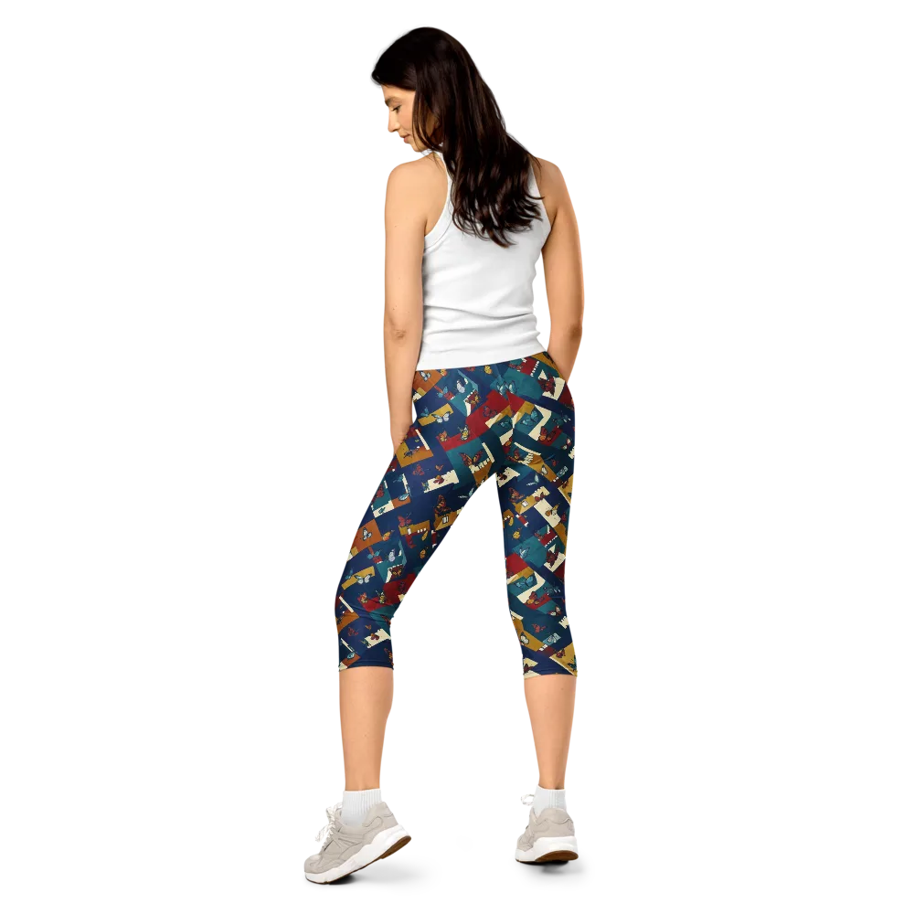 Monarch Mosaic on Capri Leggings — Back