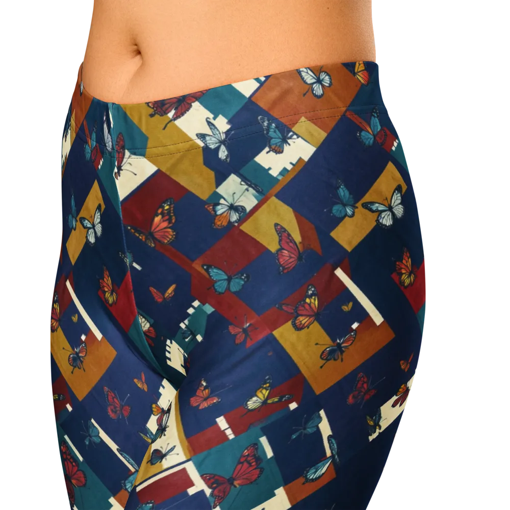 Monarch Mosaic on Capri Leggings — Zoomed-in