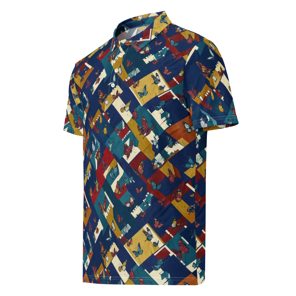 Monarch Mosaic on Men's Slim Fit Polo Shirt — Left Front