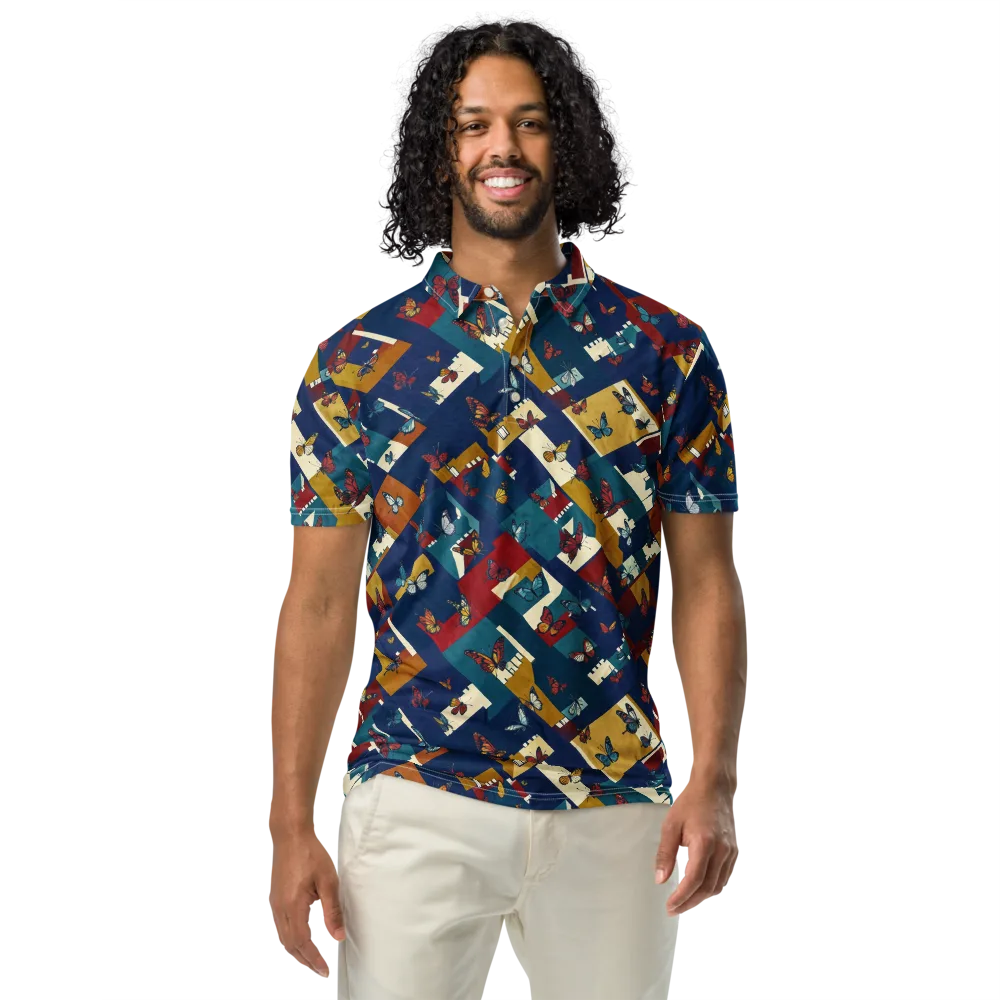 Monarch Mosaic on Men's Slim Fit Polo Shirt — Front