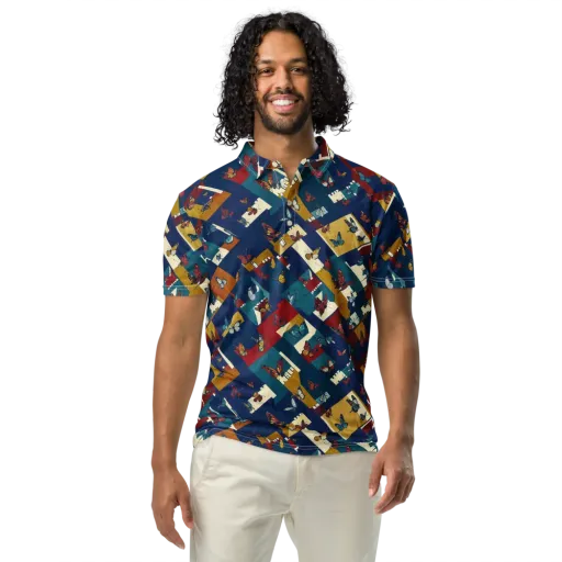 Monarch Mosaic on a Men's Slim Fit Polo Shirt