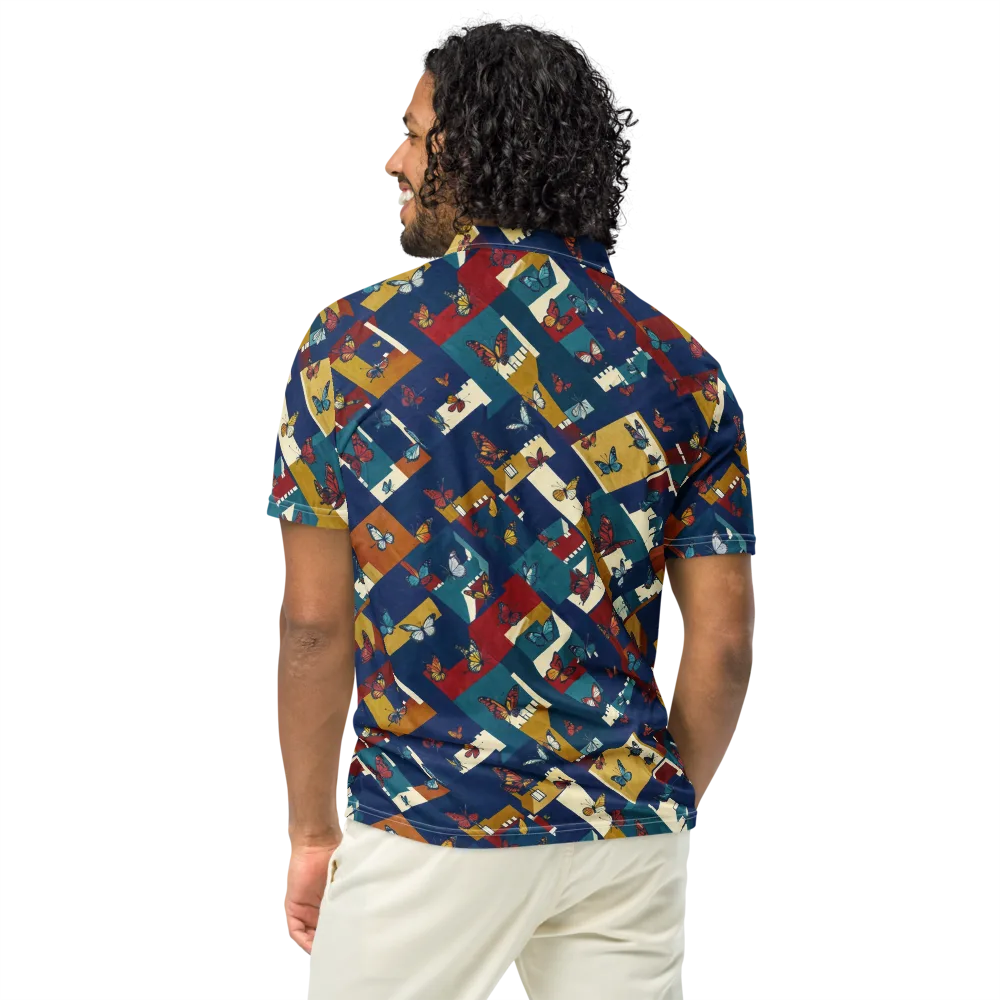 Monarch Mosaic on Men's Slim Fit Polo Shirt — Back