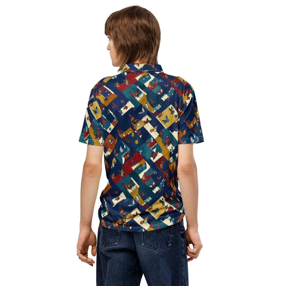 Monarch Mosaic on Men's Slim Fit Polo Shirt — Back
