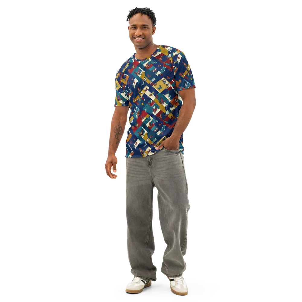 Monarch Mosaic on Men's Cotton Crew Neck T-Shirt — Front