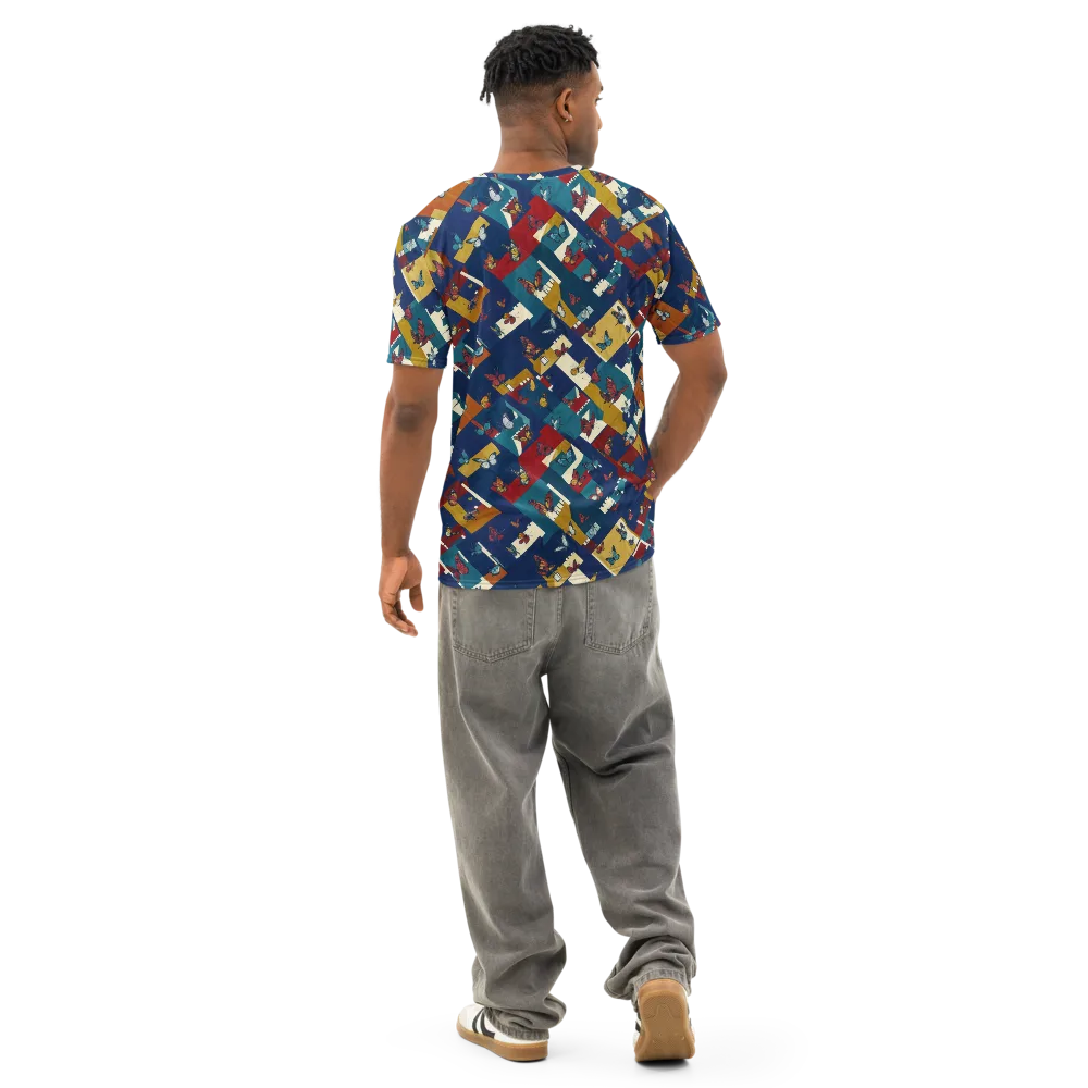 Monarch Mosaic on Men's Cotton Crew Neck T-Shirt — Back