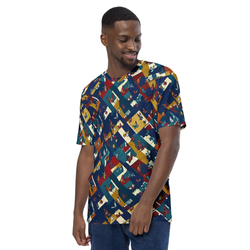 Monarch Mosaic on Men's Crew Neck T-Shirt — Left