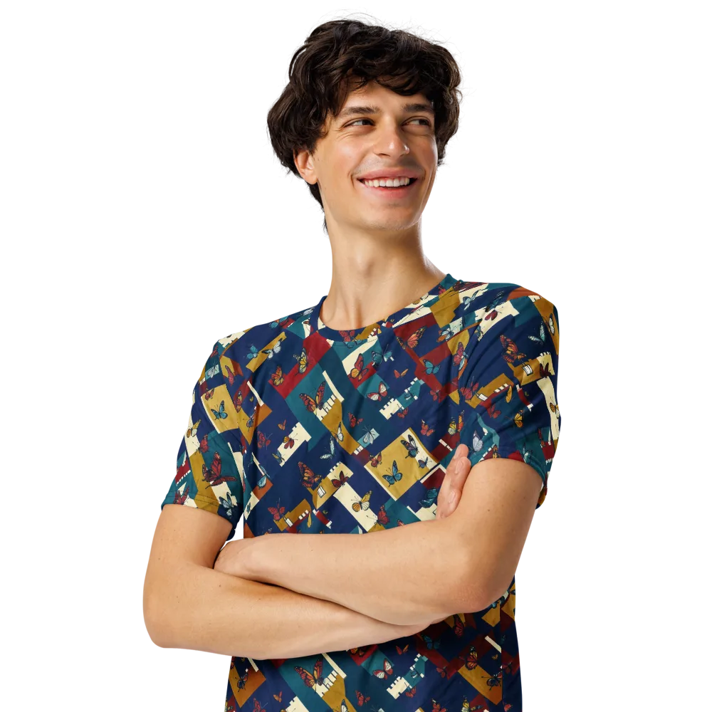 Monarch Mosaic on Men's Crew Neck T-Shirt — Left Front