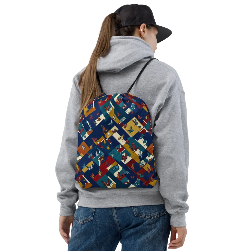 Monarch Mosaic on Drawstring Bag — Front
