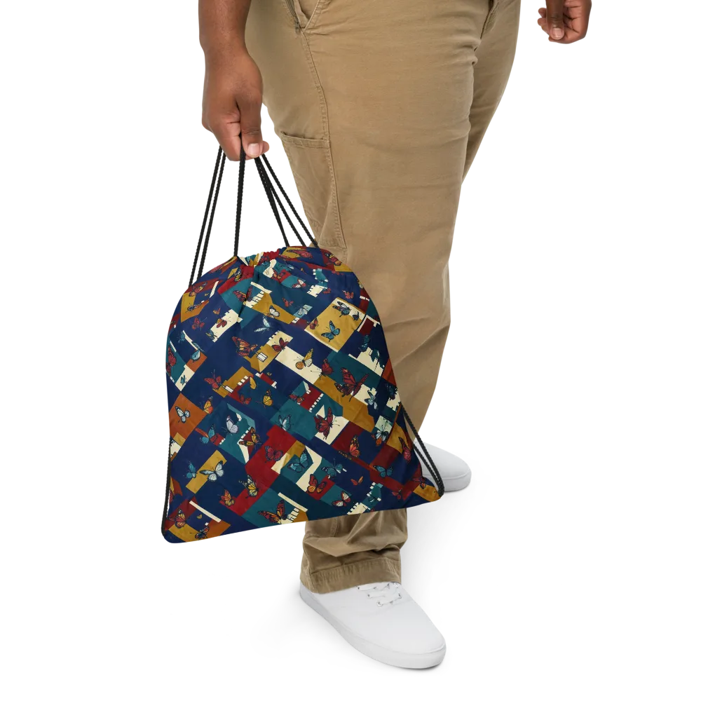 Monarch Mosaic on Drawstring Bag — Front