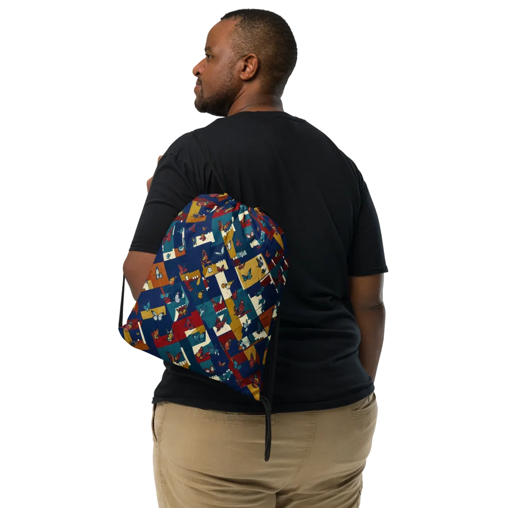 Monarch Mosaic on Drawstring Bag — Front