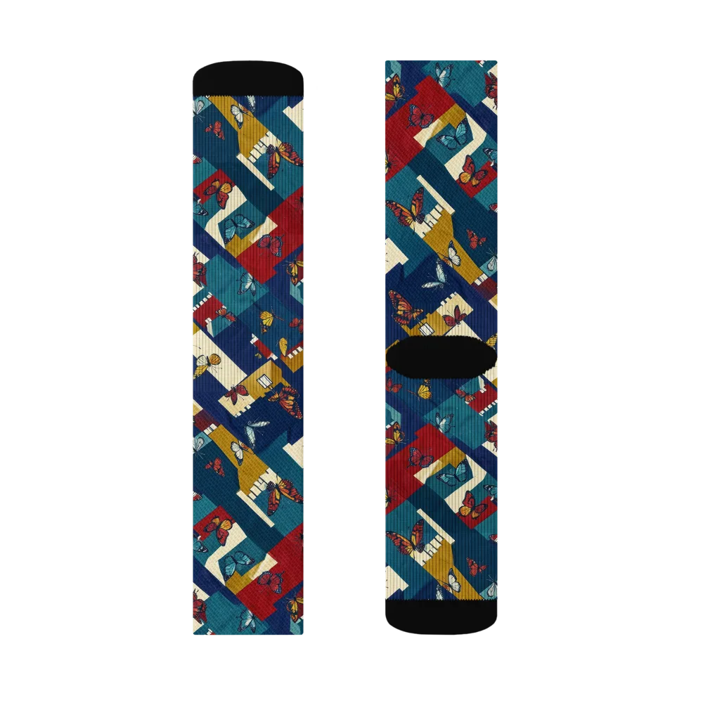 Monarch Mosaic on Socks — Left Sock