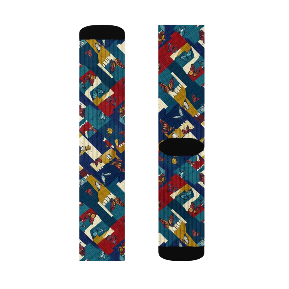 Monarch Mosaic on Socks — Right Sock