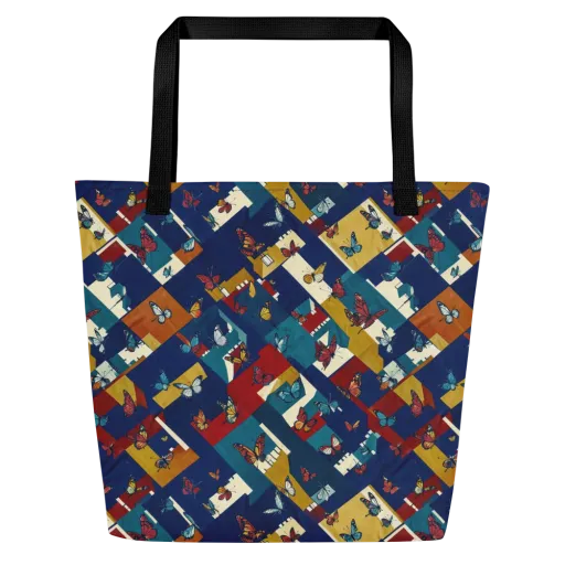 Monarch Mosaic on a Large Tote Bag W/ Pocket