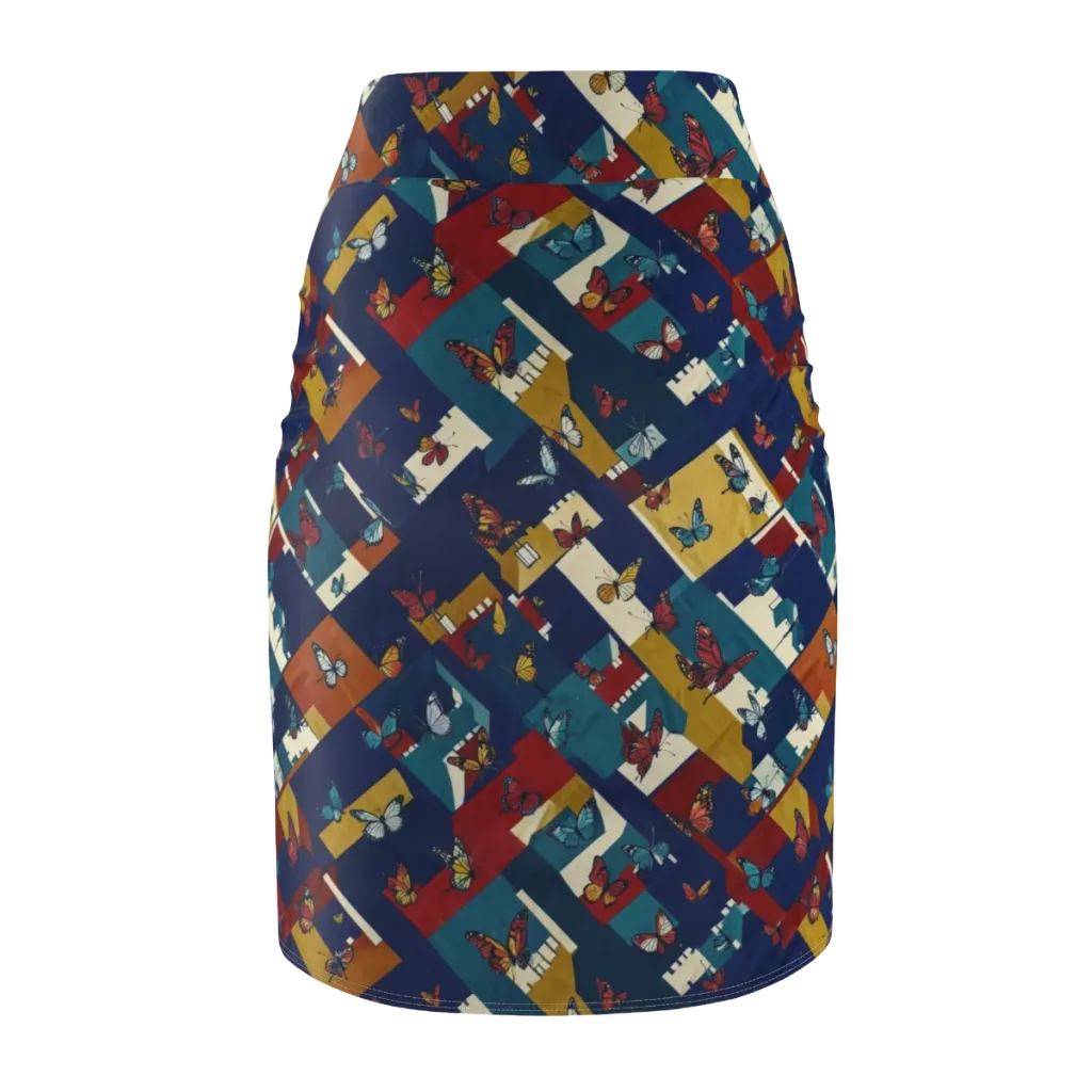 Monarch Mosaic on Pencil Skirt — Back