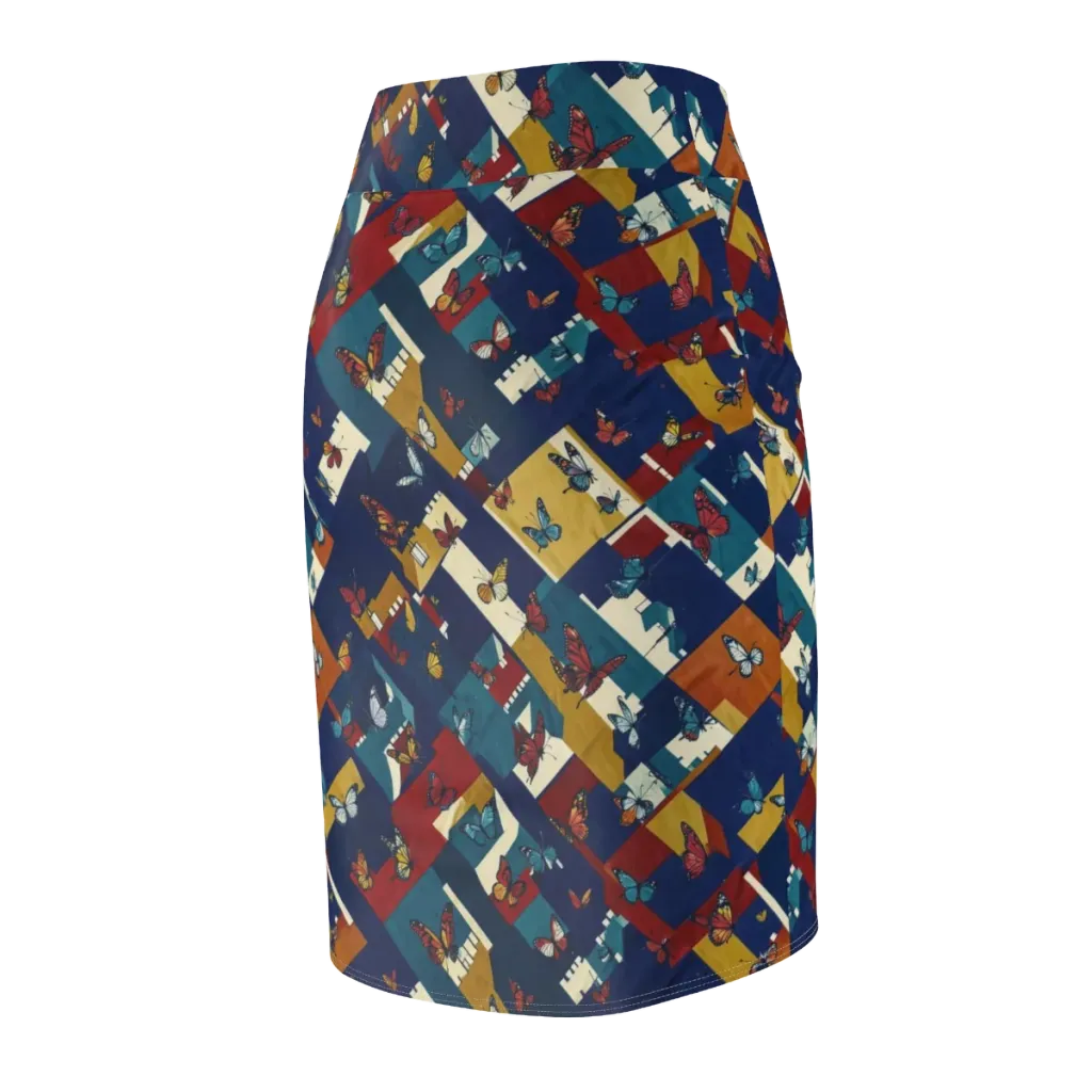 Monarch Mosaic on Pencil Skirt — Back Side