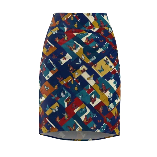 Monarch Mosaic on a Pencil Skirt