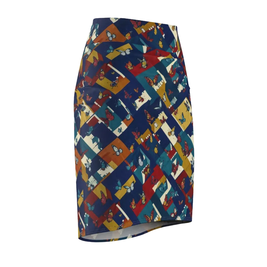 Monarch Mosaic on Pencil Skirt — Front Side