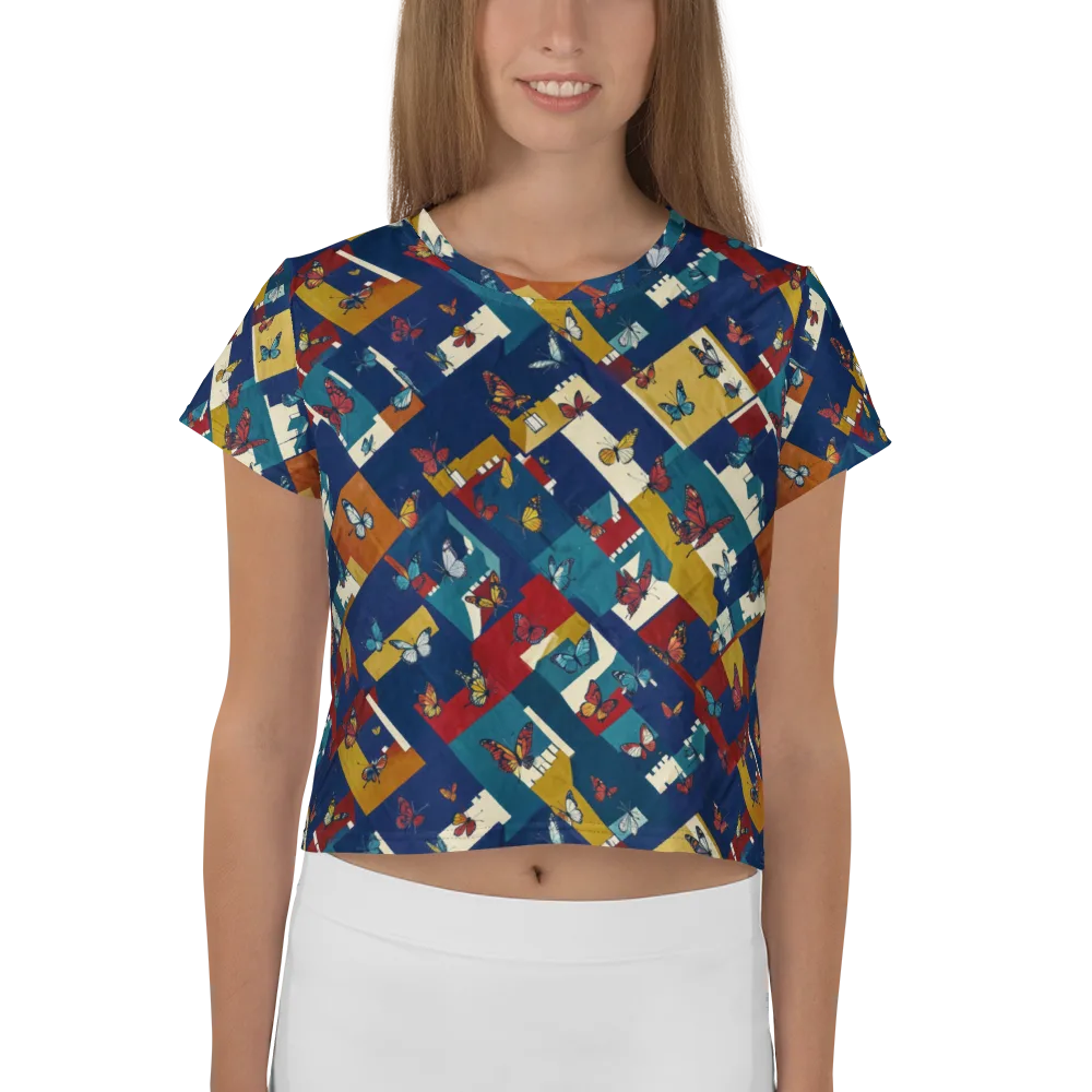Monarch Mosaic on Crop Tee — Front