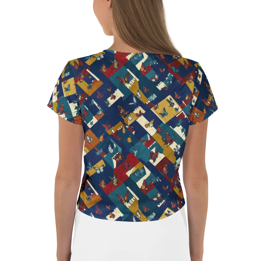 Monarch Mosaic on Crop Tee — Back