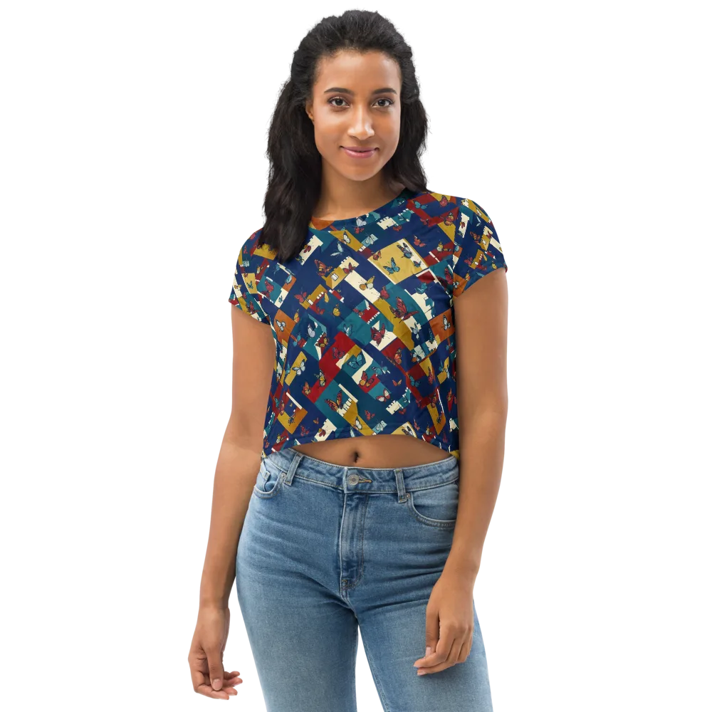 Monarch Mosaic on Crop Tee — Front