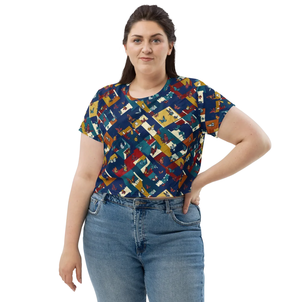 Monarch Mosaic on Crop Tee — Front
