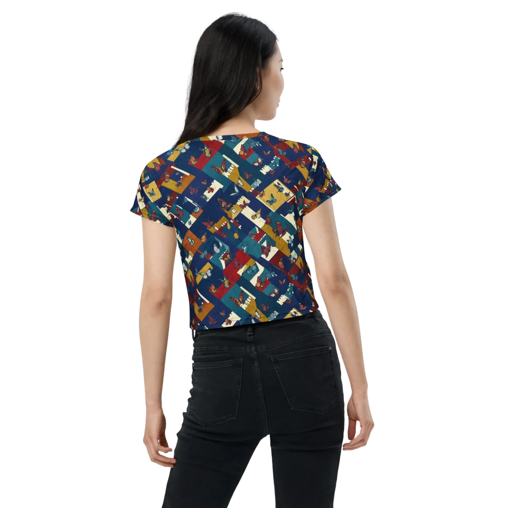 Monarch Mosaic on Crop Tee — Back