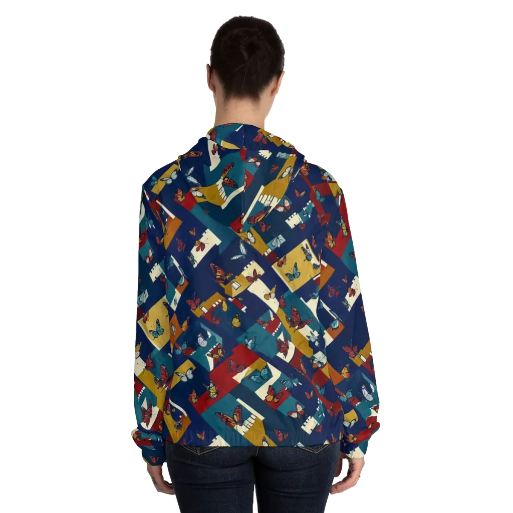 Monarch Mosaic on Women's Full-Zip Hoodie — Back On Person