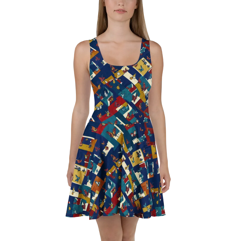 Monarch Mosaic on Skater Dress — Front