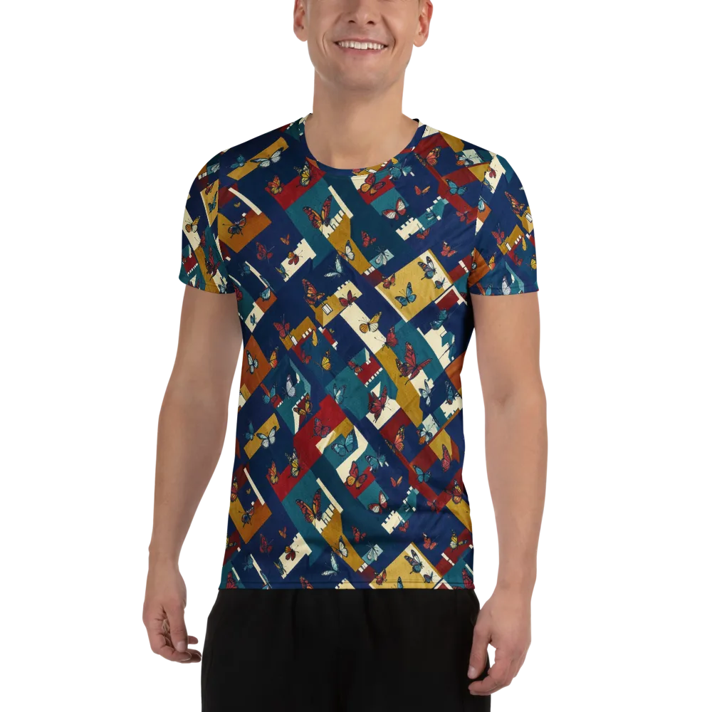 Monarch Mosaic on Men's Athletic T-Shirt — Front