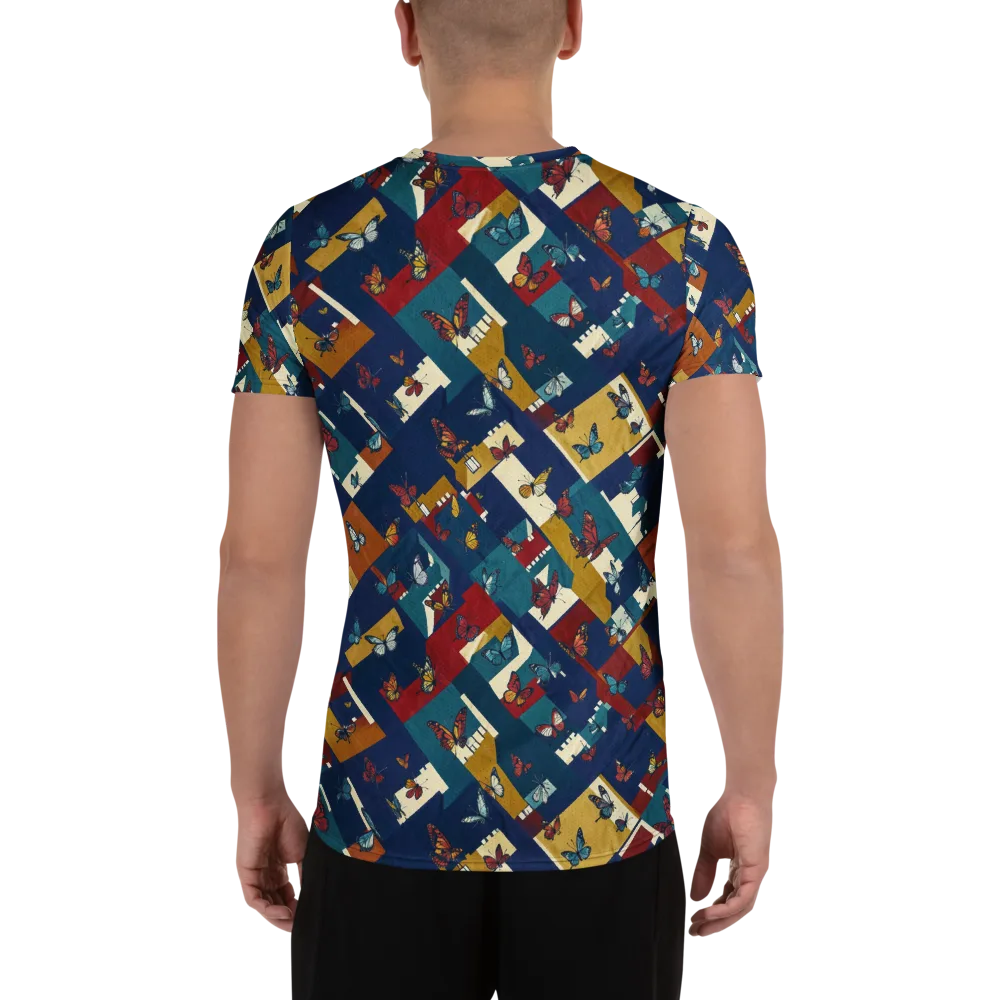 Monarch Mosaic on Men's Athletic T-Shirt — Back