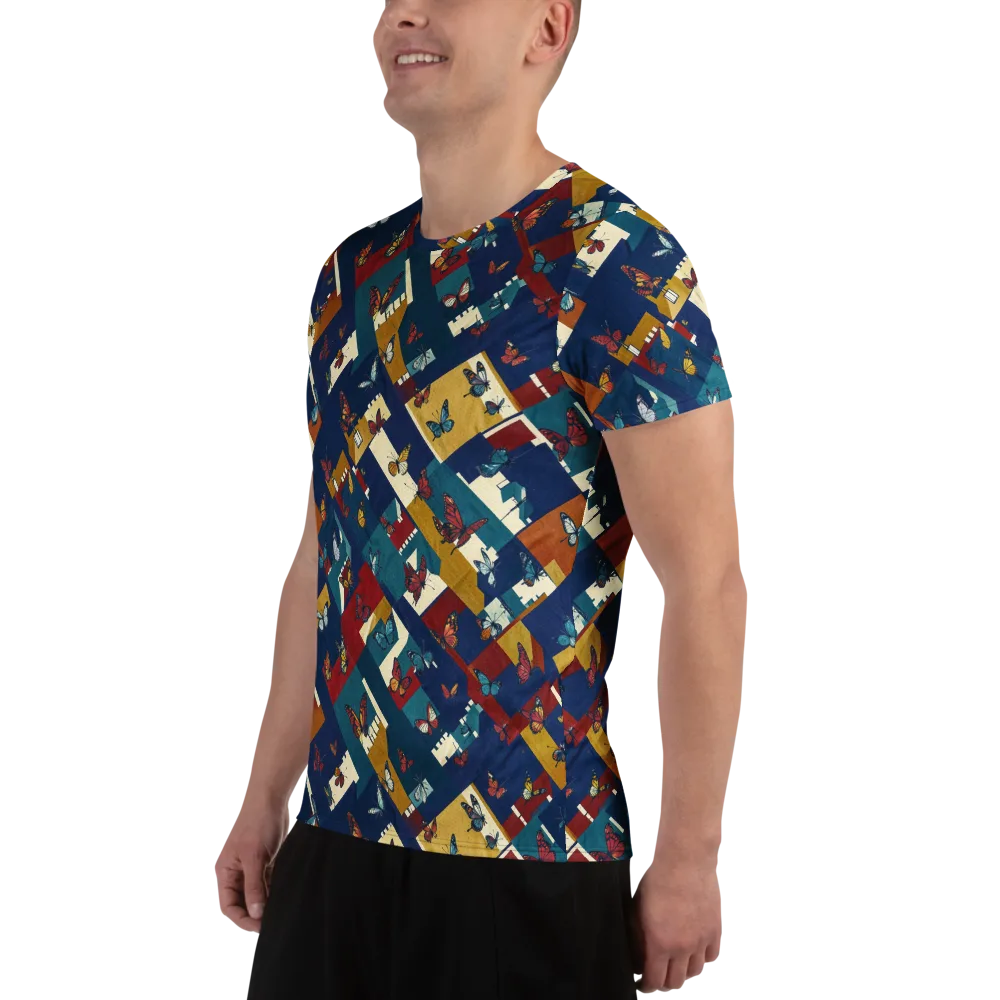 Monarch Mosaic on Men's Athletic T-Shirt — Left
