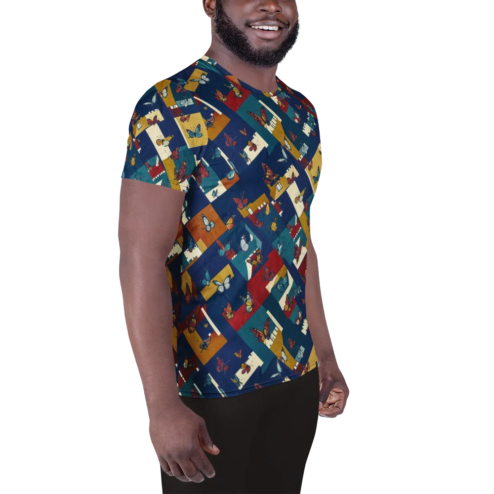 Monarch Mosaic on Men's Athletic T-Shirt — Right