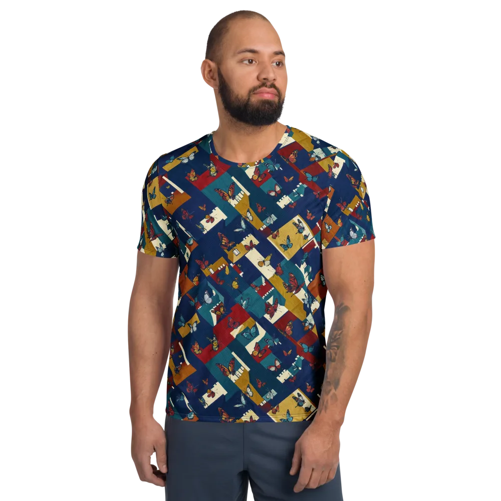 Monarch Mosaic on Men's Athletic T-Shirt — Front