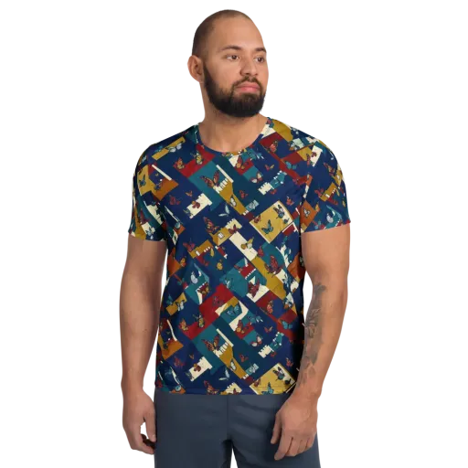 Monarch Mosaic on a Men's Athletic T-Shirt